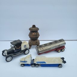 Vintage Piggy Banks And Toy Trucks