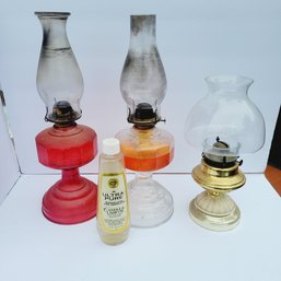 Set Of 3 Vintage Oil Lamps