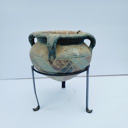 Clay Pot On Wire Stand