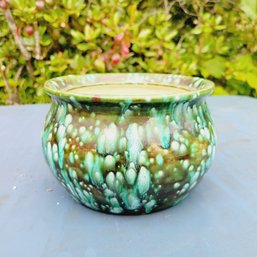 Green Glazed Drip Planter