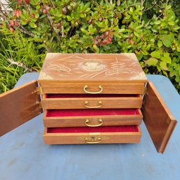 Wooden 4 Drawer Jewelry Box