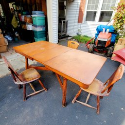 Vintage Wooden Kitchen Table With 3 Chairs