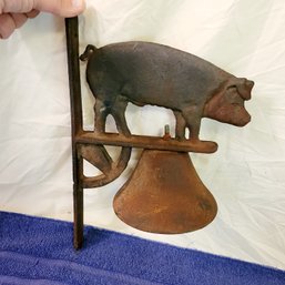 Vintage Cast Iron Wall Mounted Pig Dinner Bell