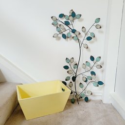 Wooden Yellow Crate And Metal Wall Art (Room 1)