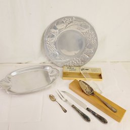 Wilton Trays, Glass Knife And Stainless Steel Pieces