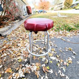 Vintage Counter Stool Red Seat