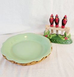 Temptations By Tara Cardinal Knives And Pie Plate With Basket