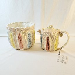 Gorgeous Fitz And Floyd Omnibus Corn Container And Tea Pot