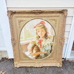 Vintage Portrait Girl With Cat