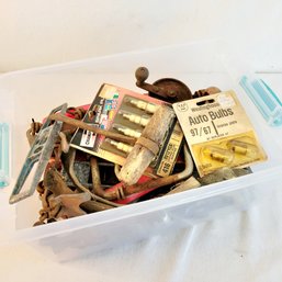 Box Of Tools, Measuring Tapes And Garage Items