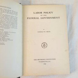 Labor Policies Of The Federal Government Vintage Book