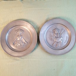 Vintage Gilde Zinn Pewter Germany Wall Hangings - Winter And Herbst Plates