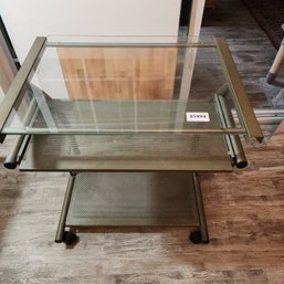 Glass Top Computer Desk With Wheels (45494) (LR)
