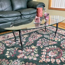 Pan Coffee Table Forged Metal Legs Glass Top (Living Room)