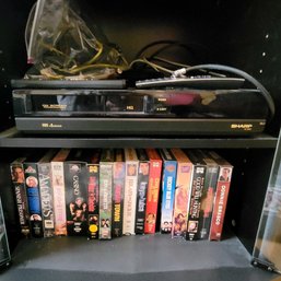 Sharp VHS Player With Tapes (Living Room)