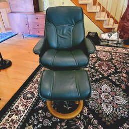 Ekornes Stressless Chair  Ottaman From Norway Dark Green Leather(Living Room)