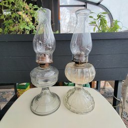 Set Of 2 Vintage Glass Oil Lanterns (Sunroom)