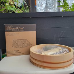Pampered Chef Bamboo Bowl And Salad Claws Plus Other Bamboo Bowl With Accessories (Sunroom)