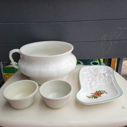 Soup Tureen, Pfaltzgraff Platter And Nordicware Cups (Sunroom)