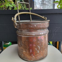 Vintage Copper Tinned Bucket With Metal Piece (Sunroom)