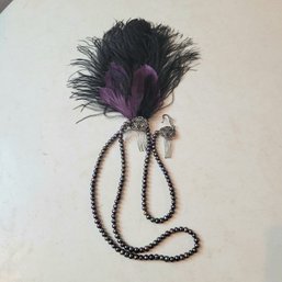 Black Pearls With 1920's Style Hairpiece (EFL1)