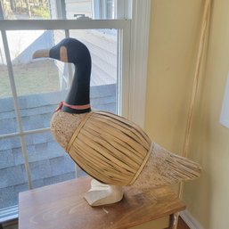 Hand Carved Straw And Wood Goose (porch)
