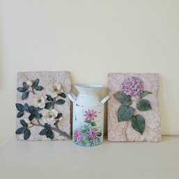 Floral Wall Plaques And Painted Tin (porch)