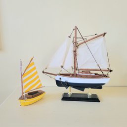 Miniature Wooden Sailboats (porch)