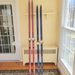 210 And 195 Cross Country Skis With Poles