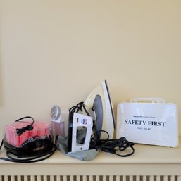 Household Items- Iron, Curlers, Safety Box (porch)