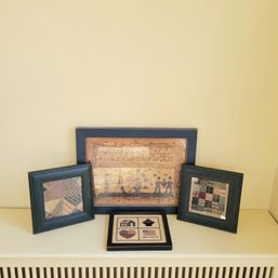 Framed Vintage Quilt Squares And Other Wall Art (porch)