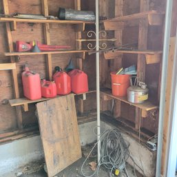 Garage Items Corner Lot- Gas Cans, Creeper, Car Duster, Cleaning Brush And More