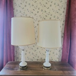 Pair Of Milk Glass Lamps(Living Room)