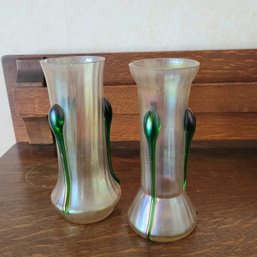 Vintage Iridescent Tadpole Vases (Dining Room)