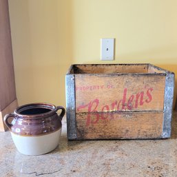 Vintage Bordens Crate And Bean Pot (Great Room)