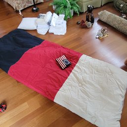 Nautica Twin Size Comforter With Little Flag Pillow (Great Room)