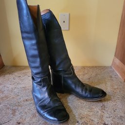 Black Leather Boots Size 9.5, Made In England (Great Room)