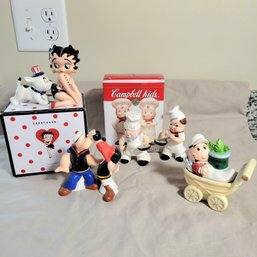 Betty Boop, Popeye And Campbell's Soup Salt And Pepper Shakers (br)