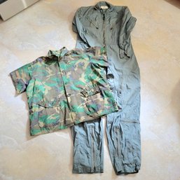 Military Flight Suit Size Medium Long And Camouflage Shirt (BR)