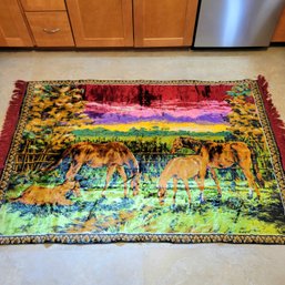Beautiful Hourses Tapestry 6' X 4' Made In Italy (BR)