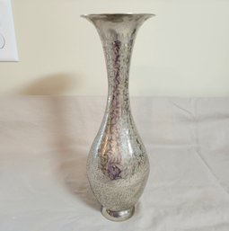 Silver Etchings Over Brass Vase Made In India (BR)