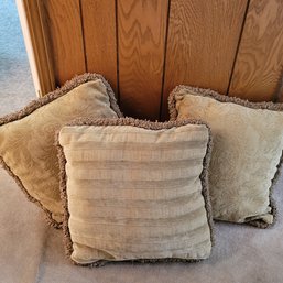 Set Of 3 Tan Throw Pillows (BR)