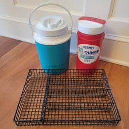 2 Thermos Bottles And Silverware Sorter (DR)