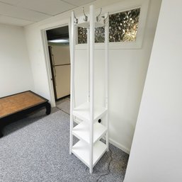 Tall White Coat Rack With Storage Shelves - 6' (Basement)