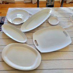 Lot Of White Serving Dishes(Dining Room)