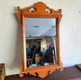 Vintage Wooden Mirror With Carved Detail