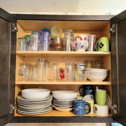 Contents Of Kitchen Cabinet Plates, Bowls, Cups And More