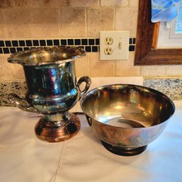 Leonard Silver Plated Ice Bucket And Silver Plated Bowl (Kitchen)