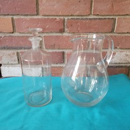 Glass Pitcher And Bottle With Flat Top Stopper (lR)