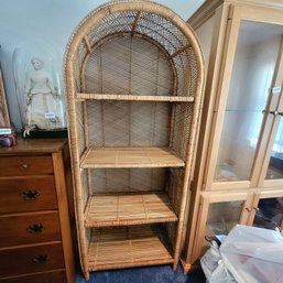 Vintage Wicker 4 Tier Etagere Arched Top 70' Tall 30' Wide